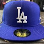 ☆黑人王☆ SHOP NEW ERA MLB 專賣店 道奇 LA 藍底白字  基本款 球員帽 5950 全封式 棒球帽