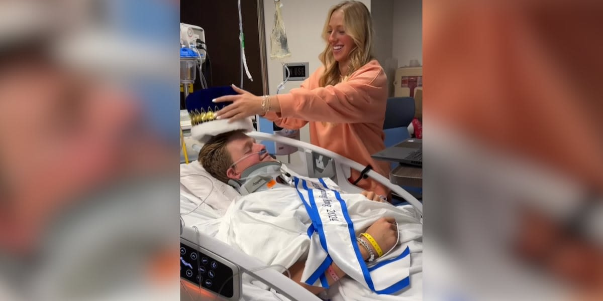 High school quarterback crowned homecoming king after suffering spinal injury on the field