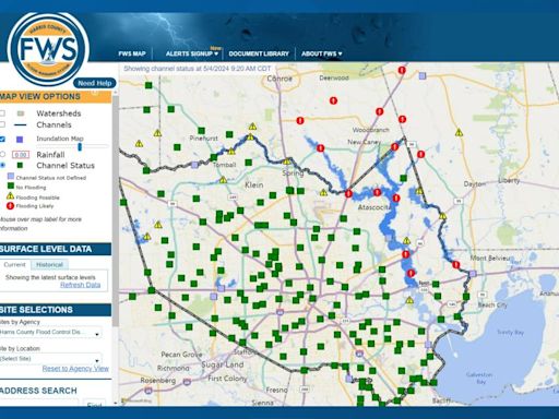 Harris County Flood Control map shows where flooding is happening and where it's likely to happen