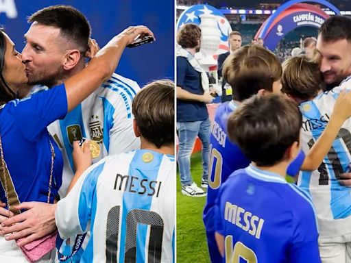 Lionel Messi y su festejo tras el título de Copa América: beso con Antonela Roccuzzo, abrazo con sus hijos y el mensaje en redes