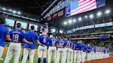 What time are the Texas Rangers playing the Chicago Cubs on opening day?