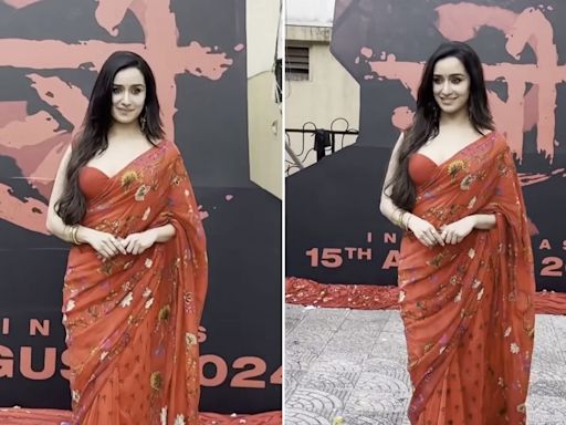 Shraddha Kapoor's Rs 31,500 Floral Red Saree For Stree 2 Teaser Launch Will Haunt You Until You Buy It