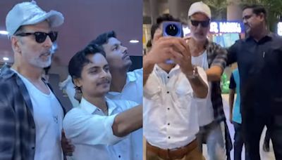 Watch: Akshay Kumar Gets Mobbed By Fans As He Returns To Mumbai With Mom-In-Law Dimple Kapadia