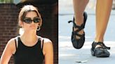 Emily Ratajkowski Opts For Comfy Black Ballet Flats While Walking Her Dog Colombo in New York