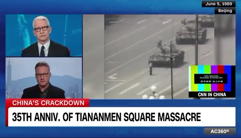 WATCH: China Takes CNN Off The Air As Anderson Cooper Marks 35 Years Since Tiananmen Square Massacre