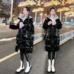 熱賣  羽絨服女中長款冬季韓版亮面時尚黑色保暖羽絨外套