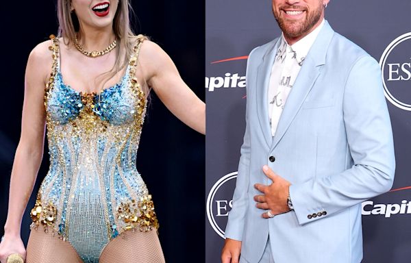 See Travis Kelce Celebrate Taylor Swift Backstage at the Eras Tour in Dublin - E! Online