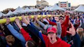 Kansas students make quick work of throwing goal post into lake after team's upset win over No. 6 Oklahoma