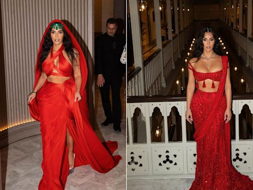 Kim Kardashian é criticada por vestido em casamento de bilionário indiano: 'vermelho é para a noiva'