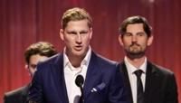 Nathan MacKinnon of the Colorado Avalanche accepts the Hart Memorial Trophy during the NHL Awards show