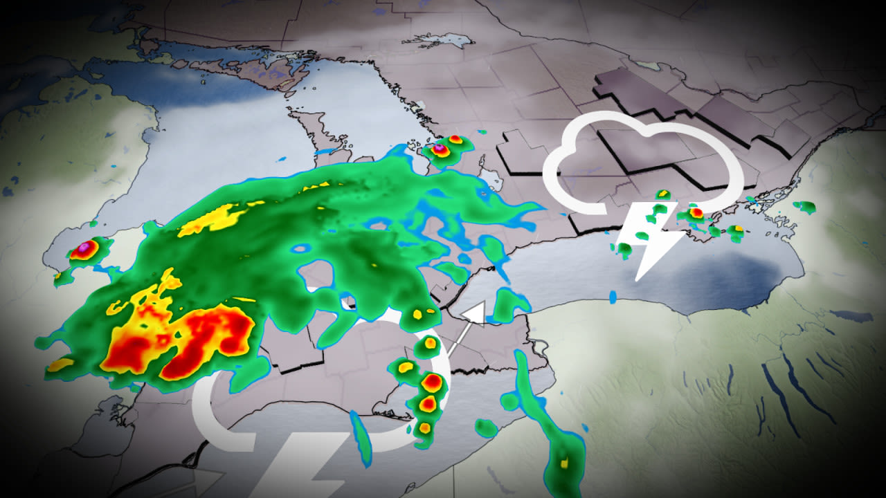 Waves of storms possible across southern Ontario into Monday