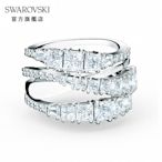 SWAROVSKI 施華洛世奇 Twist Wrap 白金色螺旋曲線白色戒指 52