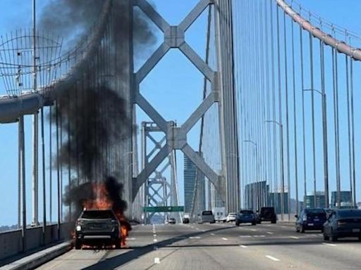 Car fire on westbound Bay Bridge shuts down lanes heading into San Francisco; expect traffic delays