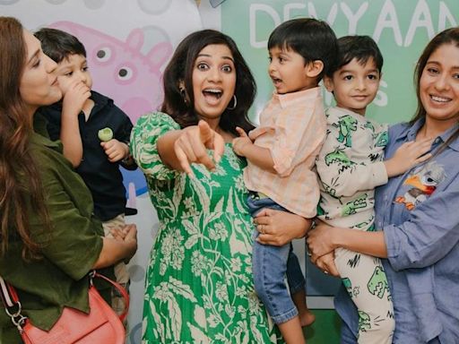 Picture perfect! Singers Shreya Ghoshal, Sunidhi Chauhan, and Neeti Mohan strike a pose with their sons