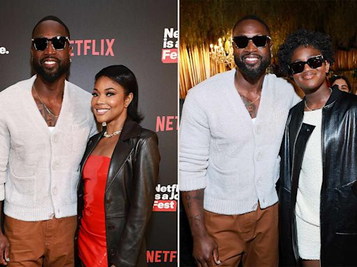 Dwyane Wade Poses for Family Pics with Daughter Zaya and Wife Gabrielle Union at Netflix Event