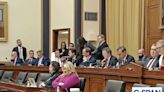 Del. Stacey Plaskett Tosses Document at Rep. Mike Johnson During Tense Moment in House Meeting