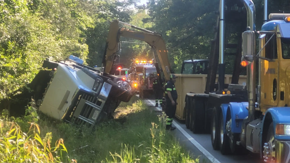 Truck carrying hot asphalt tips over, closing Berkeley County road for 'several hours'