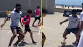 Kobbie Mainoo shows off skills on Venice Beach with Love Island brother in LA