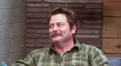 6. Nick Offerman Wears a Green Flannel Shirt and Brown Boots