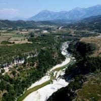 The Shushica river flows near the village of Brataj, south of Tirana
