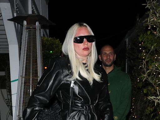 Here's Lady Gaga Looking Insanely Cool in a Floor-Sweeping Leather Coat