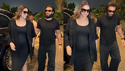 Watch: Pregnant Deepika Padukone and Ranveer Singh twin in black at Mumbai airport