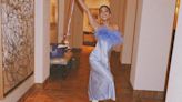 Vanessa Hudgens Celebrates Her 34th Birthday in a Fun and Flirty Feathered Dress