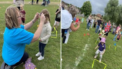 Nursery runs its first sports day on Hudson's Field - including a baby crawl race