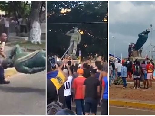 VIDEOS: Venezolanos derriban cuatro estatuas de Hugo Chávez, en protestas contra Nicolás Maduro | El Universal