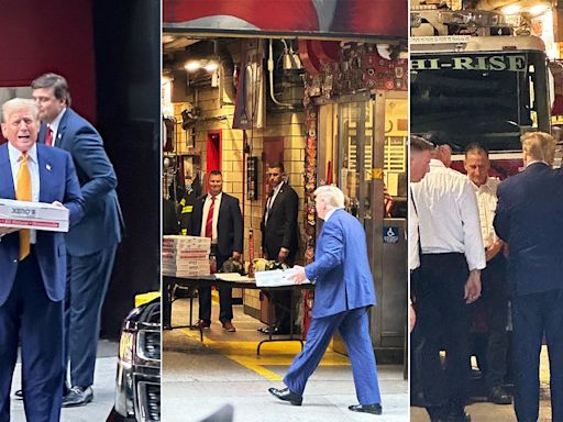Trump delivers pizza to New York City firefighters in campaign stop after day in court