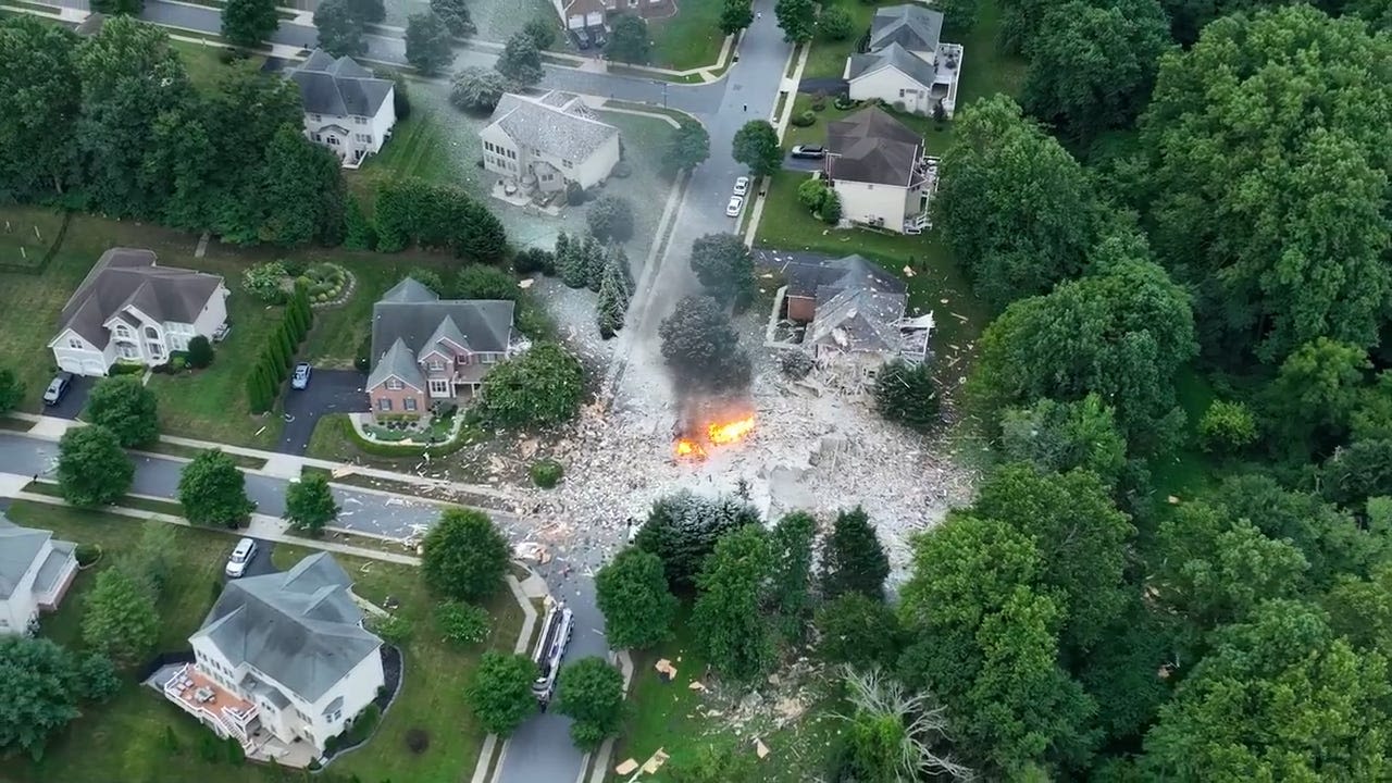 Drone video captures aftermath of home explosion that left 2 dead in Bel Air, Maryland