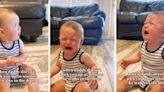 Baby boy starts bawling when dad doesn’t pick him up as soon as he walks in the door