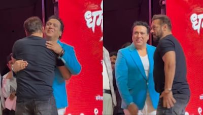 Salman Khan does a little dance as he hugs Govinda at trailer launch event of Dharmaveer 2, greets Jeetendra too. Watch