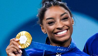 Simone Biles' 2024 Olympics Necklace Proves She's the GOAT After Gymnastics Gold Medal Win - E! Online