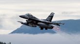 F-16 Fighting Falcon drops fuel tanks during takeoff emergency over Alaska