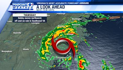 Pinpoint Weather: Debby to produce waves of heavy rain