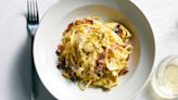 Artichoke Carbonara, Slow-Roasted Salmon With Salsa Verde