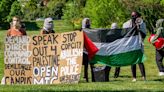 Small group ‘speaks out 4 Palestine’ on campus edge