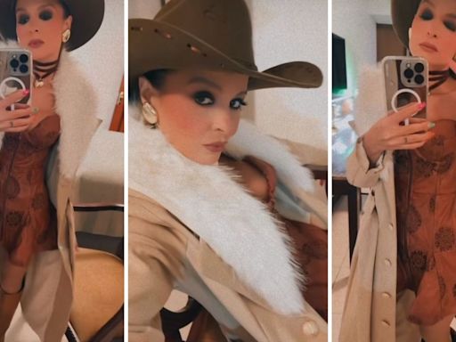 Ao som de Beyoncé, Maiara tira sobretudo para exibir look country