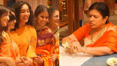 Chiranjeevi, Allu Arjun, Nani's wives dress up in orange and attend singer Smita's Navratri puja. Watch