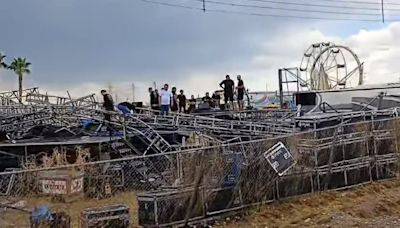 Fuertes vientos derrumban escenario donde se presentaría Edén Muñoz en Meoqui, Chihuahua | El Universal