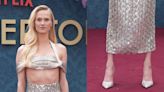 Jessica Madsen Glitters With Shimmery Pumps for ‘Bridgerton’ Season Three, Part Two Premiere in London