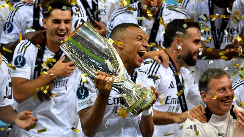 Kylian Mbappé scores first Real Madrid goal in UEFA Super Cup victory over Atalanta | CNN