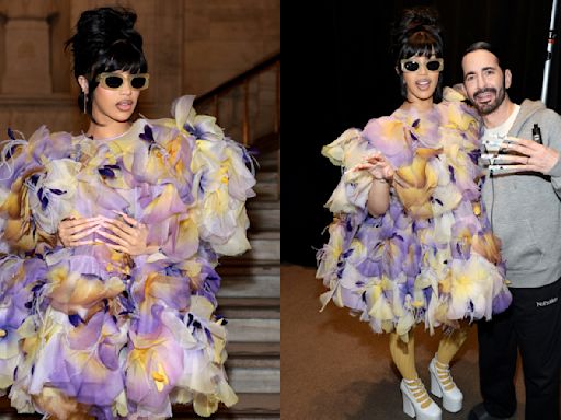 Cardi B Bursts With Color in 3D Florals and Feathers at Marc Jacobs’ Fall 2024 Runway Show in New York