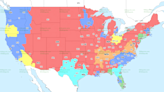 TV broadcast map for Panthers vs. 49ers in Week 5