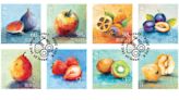 Fruits of Jersey illustrated on set of stamps