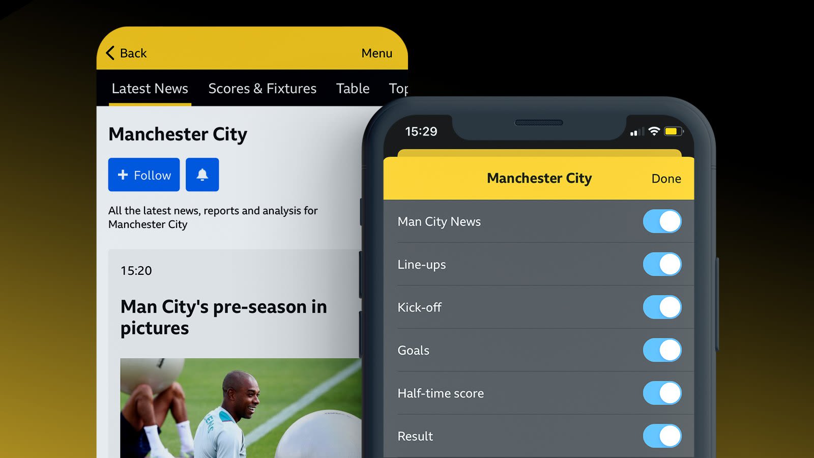 Notifications, MySport and social media with BBC Sport