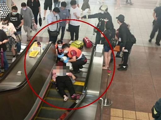 8旬翁搭捷運扶梯摔 撞倒4港籍旅客害傷