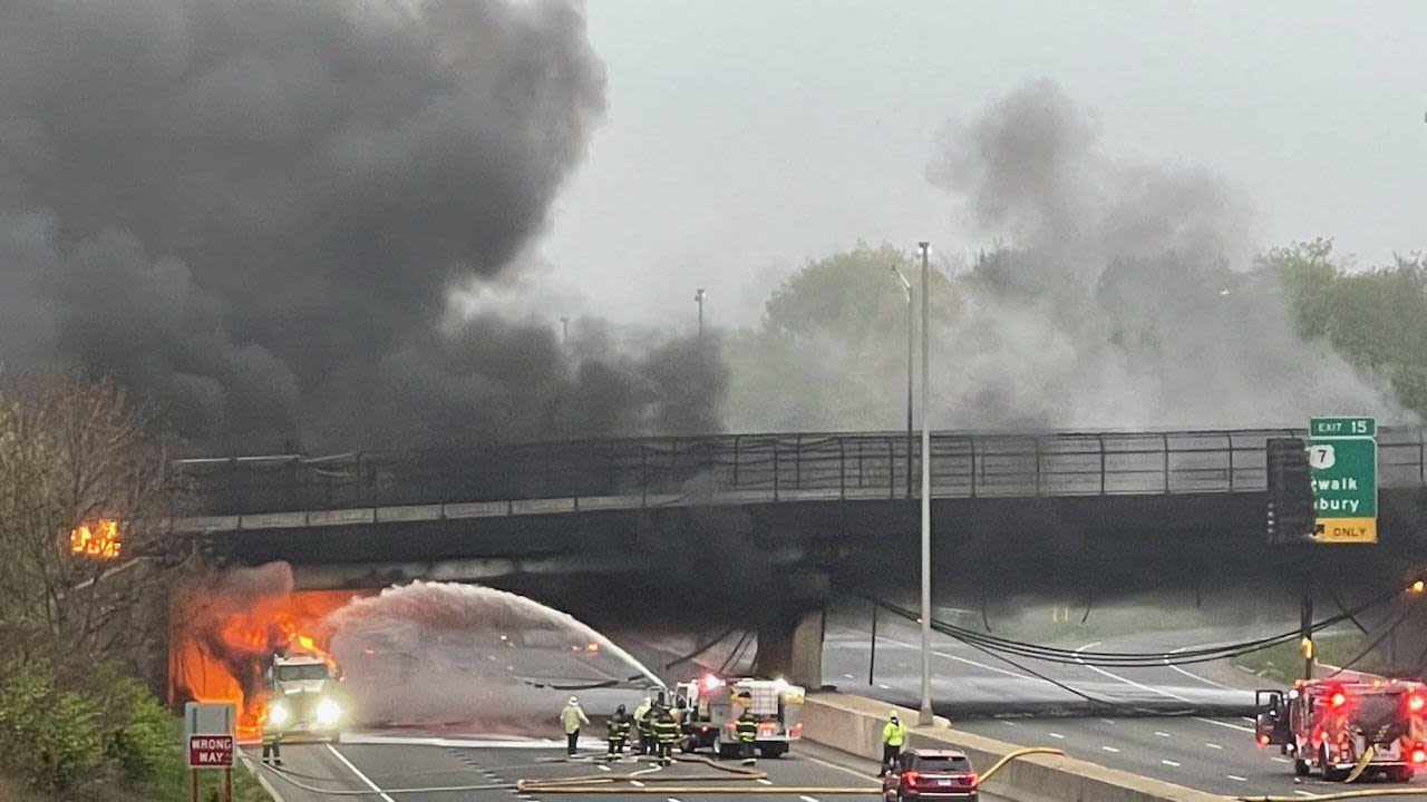 Fuel Tanker Truck Catches Fire, Closes I-95 in Connecticut