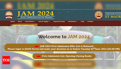 IIT JAM 2024: Check First Admission List and Counselling Schedule Here - Times of India